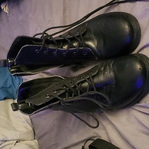 Steve Madden Gaylen Black Leather Combat Boot